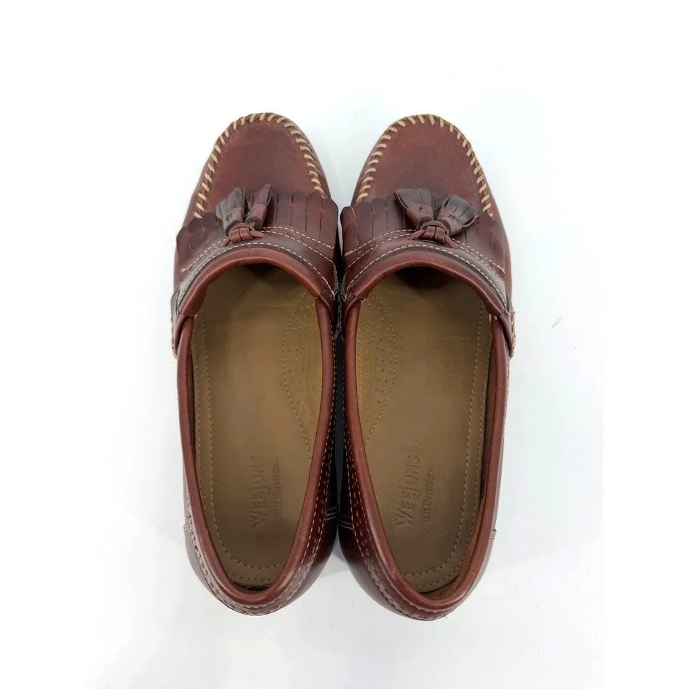 GH Bass Weejuns Michael Mens 8 Burgundy Leather Kiltie Tassel Loafers Shoes
